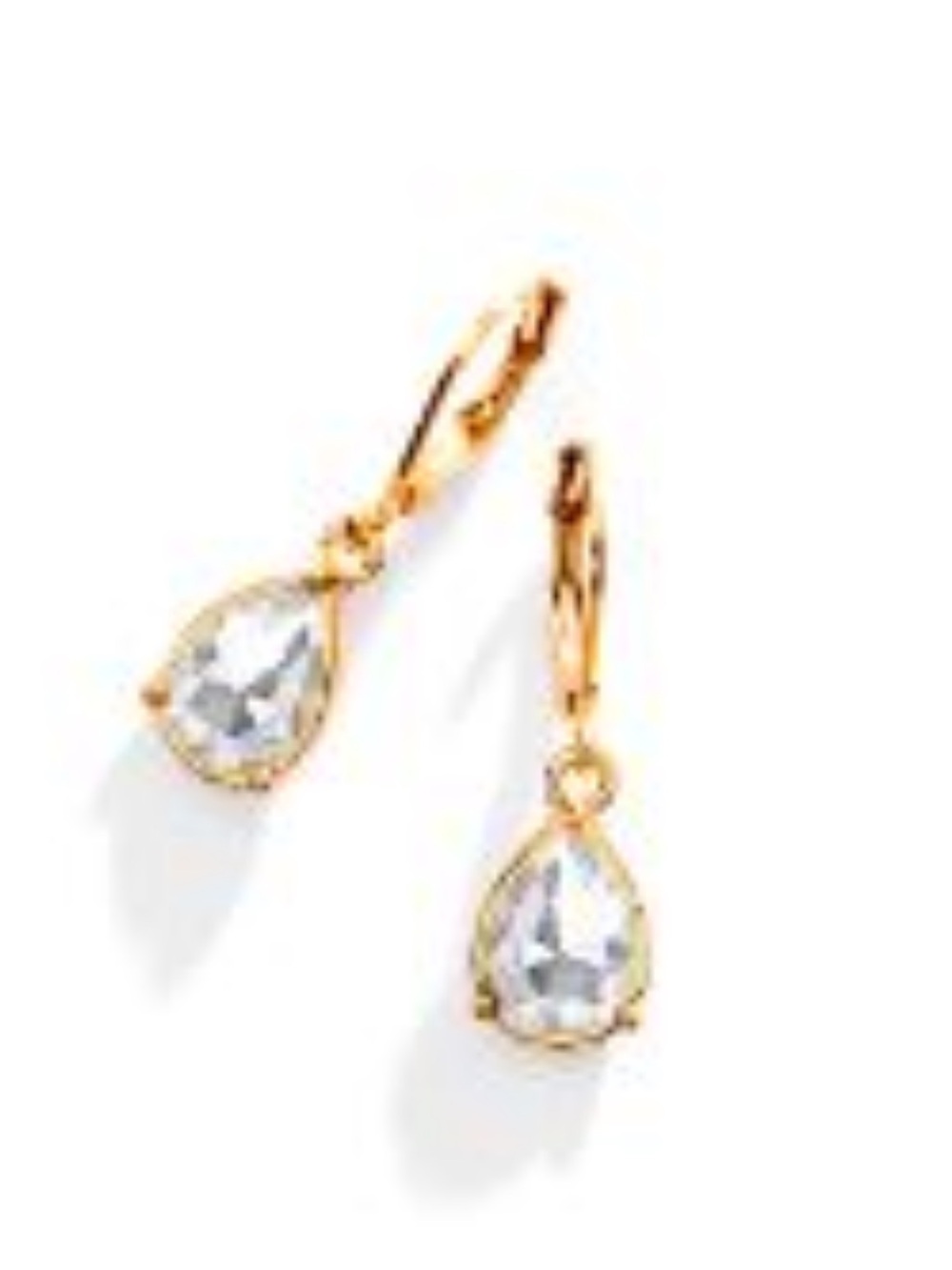 Gold Teardrop Crystal Dangle Earrings - Clear and Gold